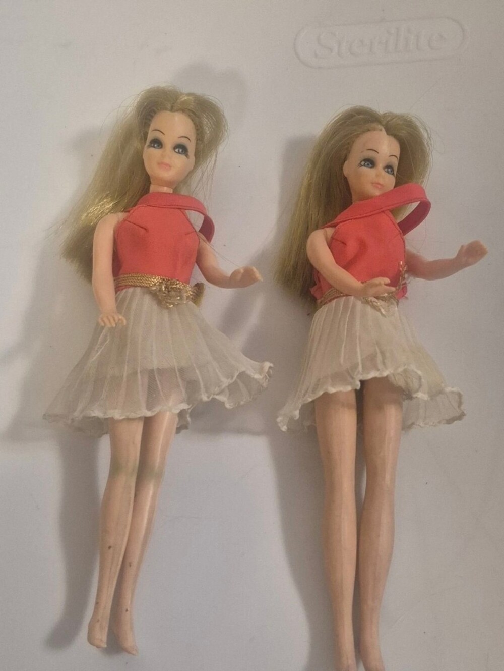 Vintage 1970 Topper Dawn Dolls Blonde Hong Kong Lot of 2 w/ Dresses